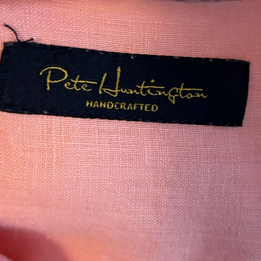 Pete Huntington Linen Button Down Long Sleeve Shirt SZ XL Coral‎ Breathable